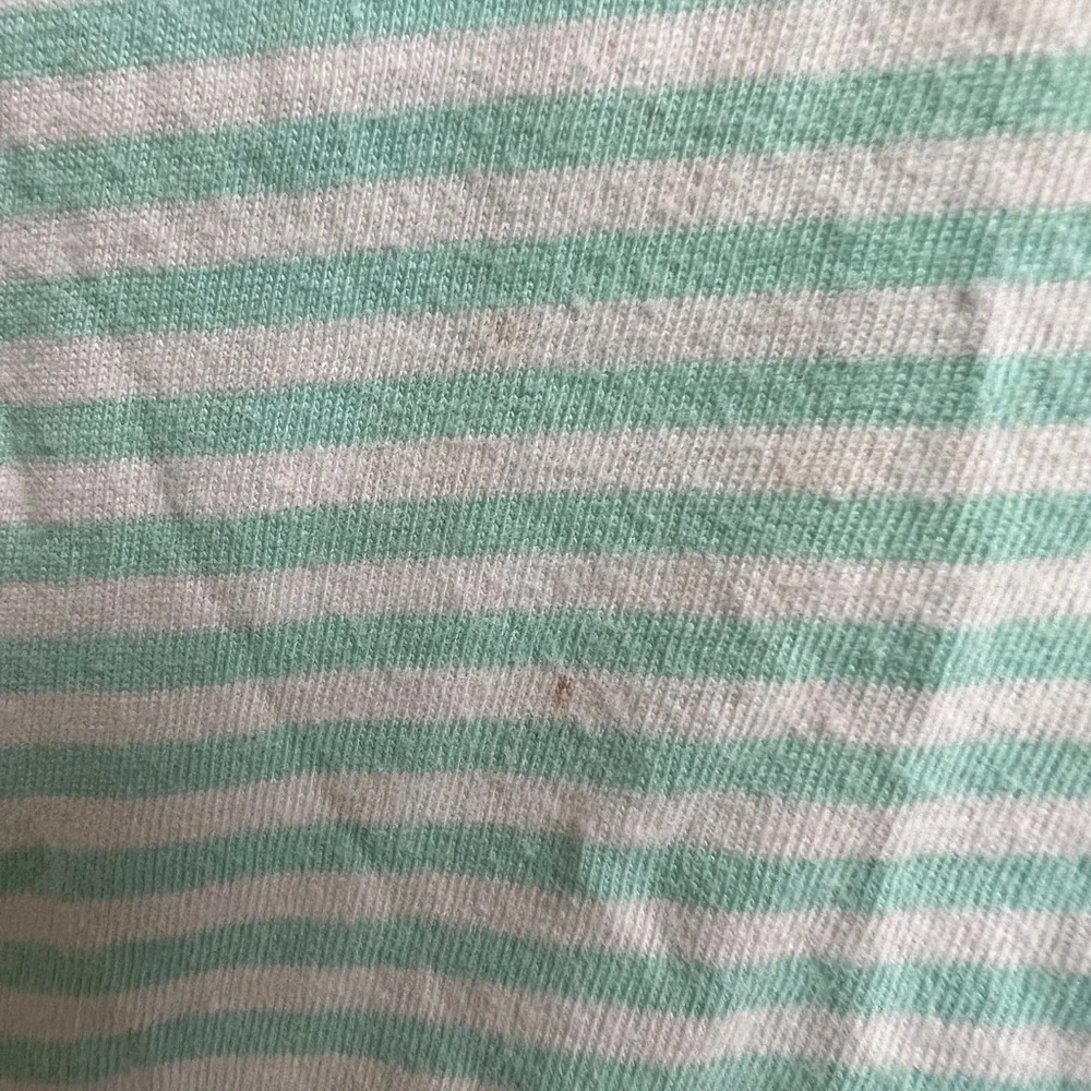Carter’s 24M light Blue/Green and White Striped Short Sleeve Top with Rainbow